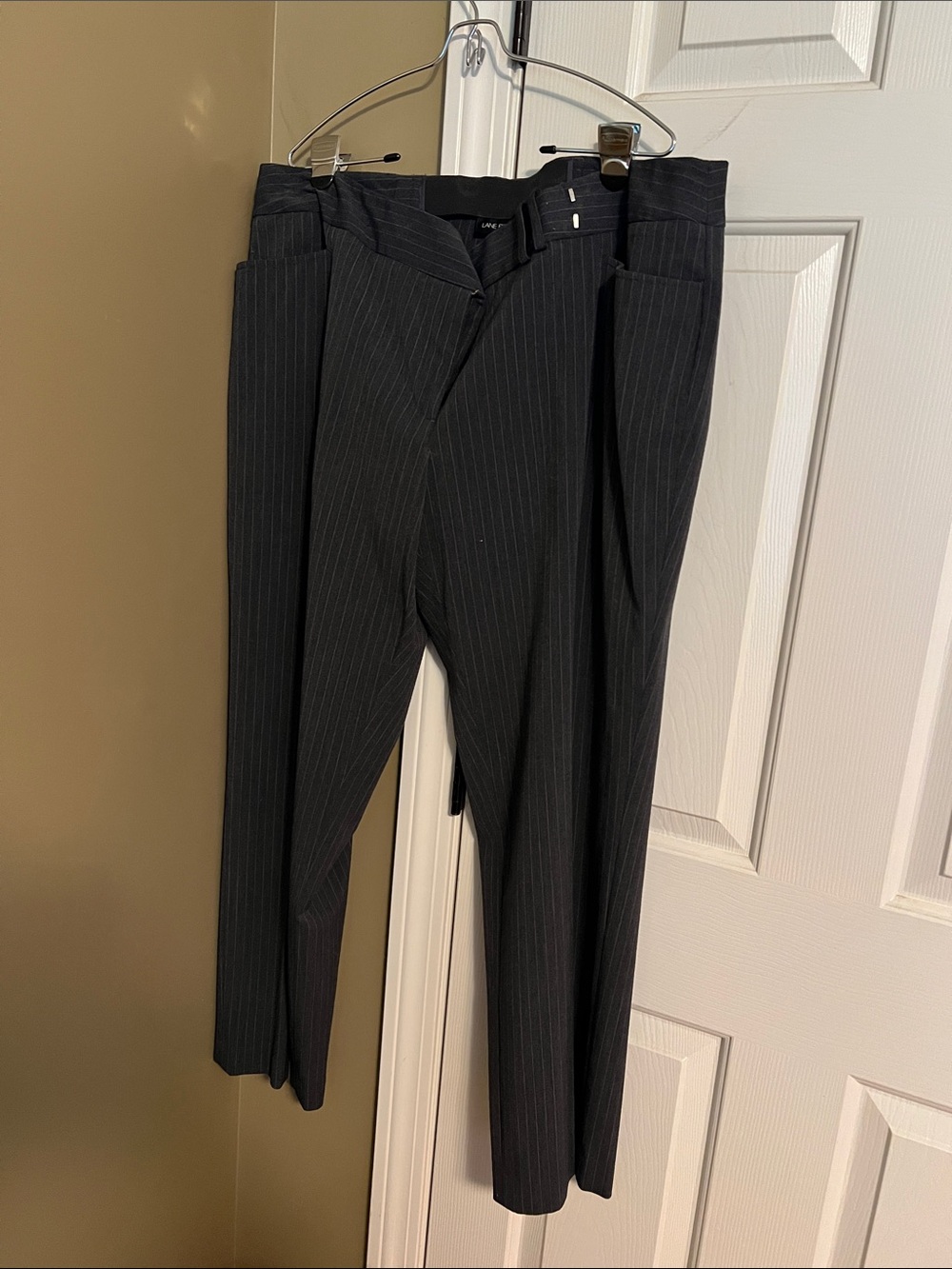 Women’s Charcoal Gray with Pink Pinstripe Dress Pants - Classic Tailored Fit